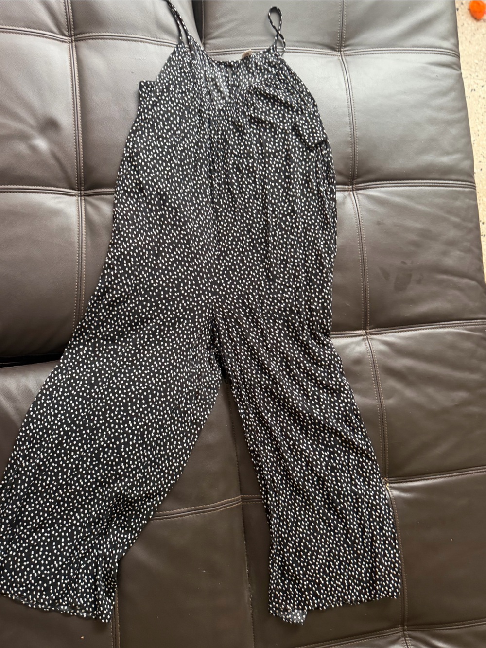 LOFT Black Jumpsuit with White Dot Print